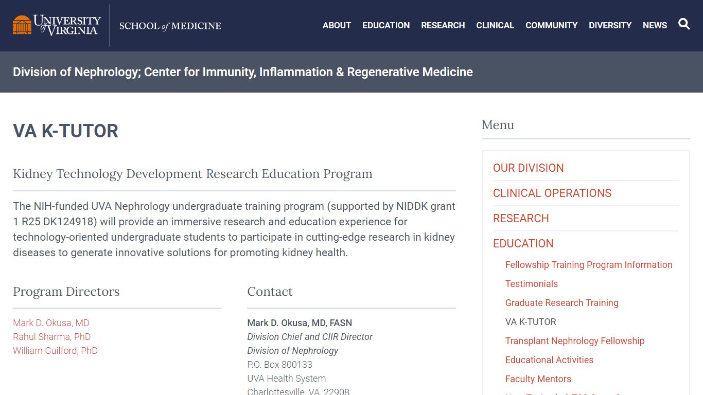 VA K-TUTOR - Division of Nephrology; Center for Immunity, Inflammation ...